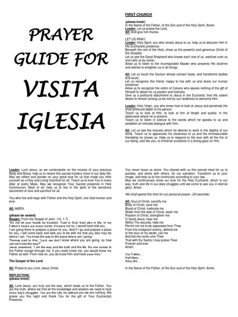 prayer guide for visita iglesia 2024